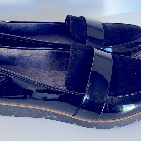 Dr Scholls Black Loafers Patent Faux Leather Shoes Women Size 8.5 Slip On - Picture 3 of 12